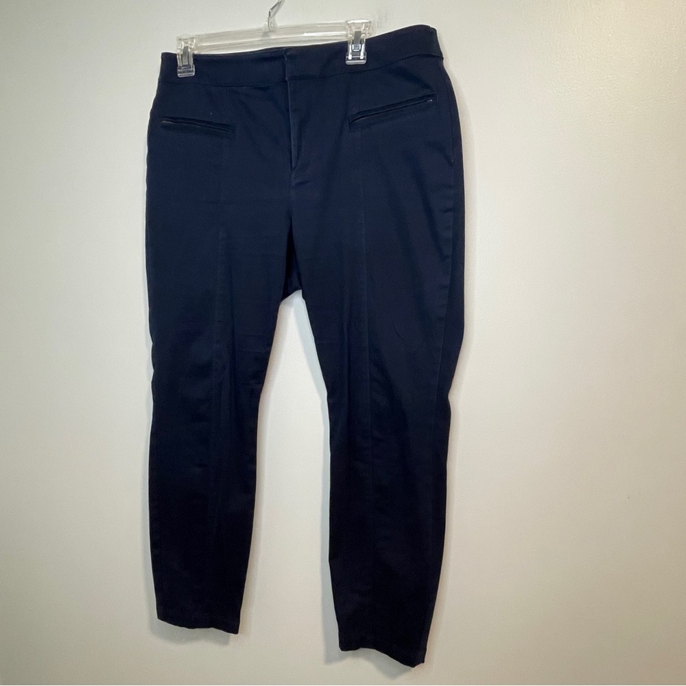 LOFT Navy Curvy Skinny Ankle Petite Crop Dress Pants